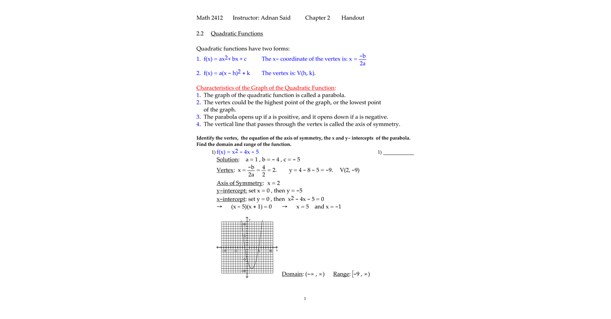 Ch2 Handout Solutions